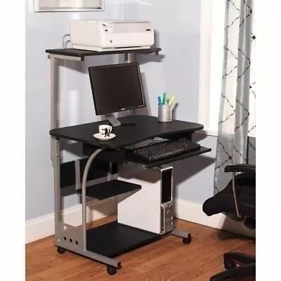 Black Mobile Computer Tower Desk Printer Cart Laptop Table Top Shelf Home Office • $81.90