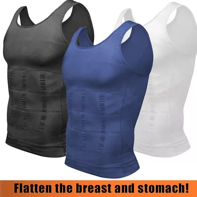  Men Gynecomastia Compression Shirt Slimming Shaper Vest Tummy Control Tank Top  • £6.79