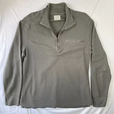 Men's J.Crew Waffle Knit Half Zip Pullover Size Large 100% Cotton Gray Pocket • $21.99