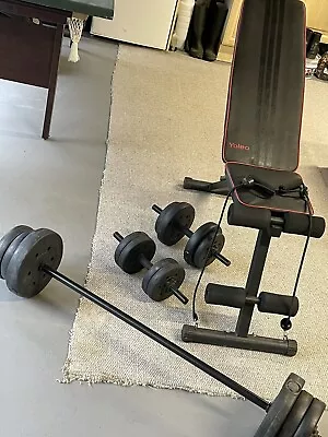 £31 • Buy Foldable Exercise Bench And Weights With 6 Levels Adjustment - Black/Red