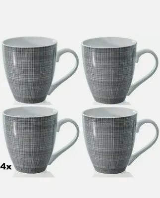 Sketch Set Of 4 Mugs Porcelain Extra Large Coffee Soup Hot Cocoa Lovely Design  • £12.99