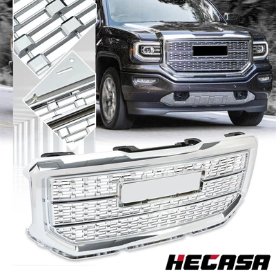$171.99 • Buy Chrome Upper Bumper Grille Front Grill For 16-18 GMC Sierra 1500 Base SLT Denali
