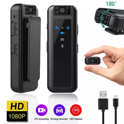 Mini Police Body Camera 180° 1080P HD Video Recording DVR IR Night Cam Camcorder • $36.99