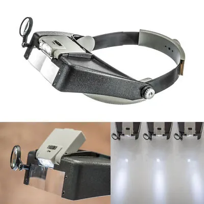 Jeweler Magnifier Headband Headset LED Head Lamp Light Magnifying Glass Loupe • $13.95