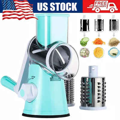 3-In-1 Rotary Drum Slicer Grater Shredder Kitchen Utensil For Vegetable Veggie • $18.99