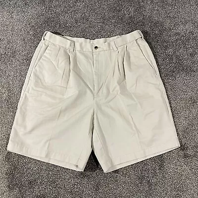 Mens Haggar Light Beige 100% Chino Cotton Shorts Flat Front Size 38 • $11.99