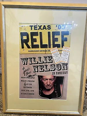 $250 • Buy Willie Nelson Signed Texas Relief 05 Hurricane Katrina Concert Poster + Tickets