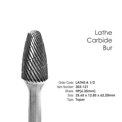 Dental Lab Lathe Bur A-1/2 Taper Shape 1/4  Shank New • $33.64