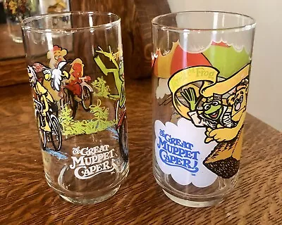 Vintage Great Muppet Caper Glasses 1981 Vintage McDonald's Kermit The Frog Set 2 • $5.99