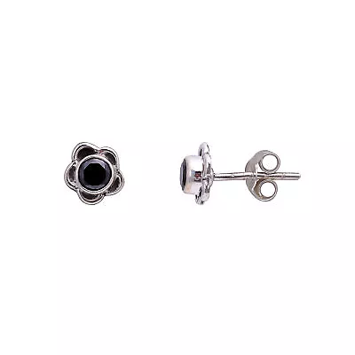 Black Spinel Round Vintage Handmade 925 Sterling Silver Stud Earrings 8 Mm AK-80 • $15.99