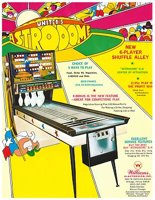 Astrodome By Williams Shuffle Alley Bowling Arcade Flyer / Brochure / Ad • $11.95