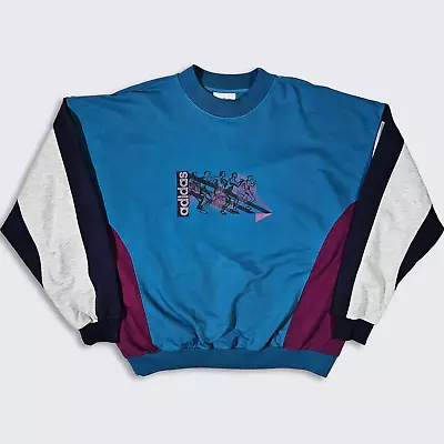 Adidas Vintage 80s Olympics Marathon Sweatshirt - Multicolor Pullover Shirt • $97