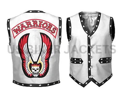 The Warriors Movie Vest Genuine Leather James Ajax White Cosplay Costume Moto • $94.99