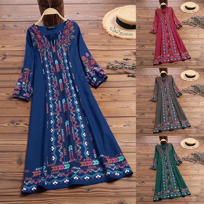$29.73 • Buy ZANZEA Womens Bohemian Hawaiian Floral Casual V Neck Holiday Party Shift Dresses