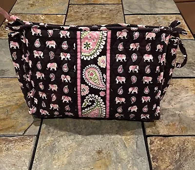 Vera Bradley Pink Elephants Retired Pattern Large Makeup Bag EUC! • $21