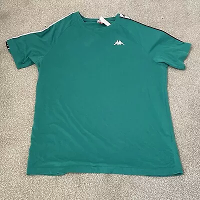 Men’s Kappa Green T Shirt Size  XXL/44-46” With Shoulder Graphic Stripe Pattern • £8