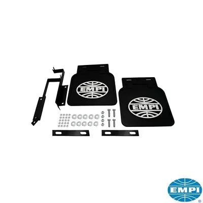 VW TYPE 2 Camper Baywindow Bus EMPI Mud Flaps - Black With White Logo • $107.65