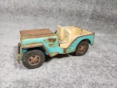 VINTAGE 60'S TONKA JEEP TRUCK BLUE White Aqua Blue Great Patina • $40