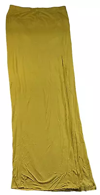 Bella Luxe Maxi Skirt Womens Size Medium Mustard Yellow Pull On Side Slit • $14.94