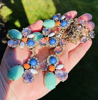 J. Crew Signed Pink Blue Turquoise Crystal Rhinestone Necklace (was $99.) • $39