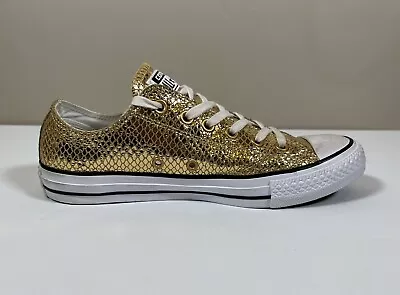 Converse Chuck Taylor All Star Womens 8.5 Gold Reptile Metallic Sneaker Shoe • $31.84