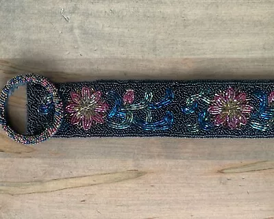 VIntage Women’s  Beaded Belt Multicolored 80s Glam Adjustable EUC • $34.99