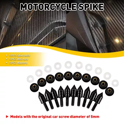 5MM Black Motorcycle Windscreen Windshield Spike Kit Screen Wind Bolt 10x Screw • $10.99