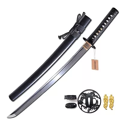 MURASAME Wakizashi Sword Real Clay Tempered T10 Steel Full Tang Razor Sharp • $179.99