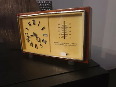 Soviet Russian VINTAGE SHELF MANTLE CLOCK MAJAK Made In USSR WITH WEATHER TEMP • $79