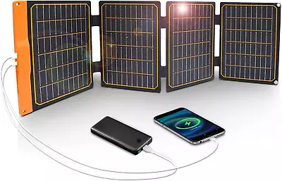 40W  Solar  Panel   USB - C ( PD2 . 0 )， USB - A ( QC3 . 0 )  Portable  Foldabl • £127.99