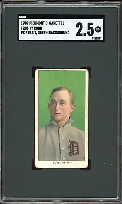 1909 T206 Ty Cobb Green Portrait Piedmont Card  HOF - Certified SGC 2.5 (Good+) • $10266.84