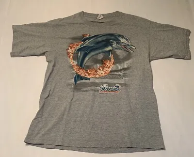 VTG Lee Sport Mens Large Y2K Miami Dolphins Ring Of Fire T Shirt • $27