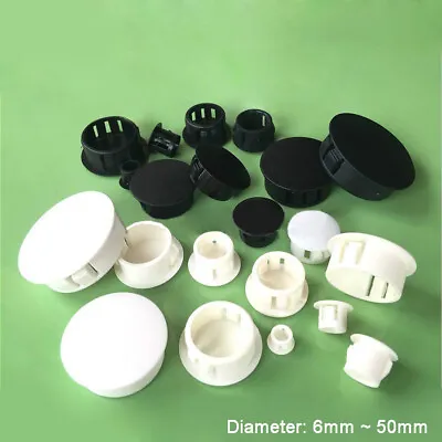 £1.68 • Buy 6mm-50mm Round Plastic Black/White Blanking End Caps Tube Pipe Inserts Plug Bung