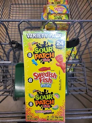 Sour Patch Kids Swedish Fish Mini Chewy Candy Variety Pack 2 Ounce BB 11/04/23 • $20