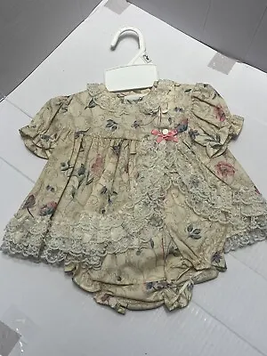 Vintage Baby Jo Lene Light Color Lace Dress Size 0/6 Months Made In USA • $16