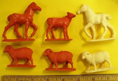 Vintage Marx Playset Horses And Farm Animals Red & White Solid Soft Plastic • $19.95