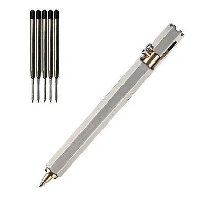 EDC Stainless Steel + Brass Bolt Action Tactical Signature Pocket Ballpoint Pen • $14.15