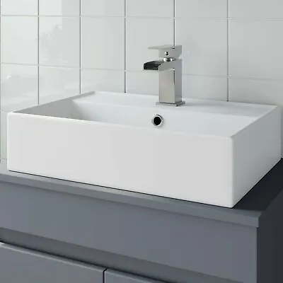 Bathroom Vanity Wash Basin Sink Countertop Rectangular 1 TH Modern 505 X 350mm • £52.97