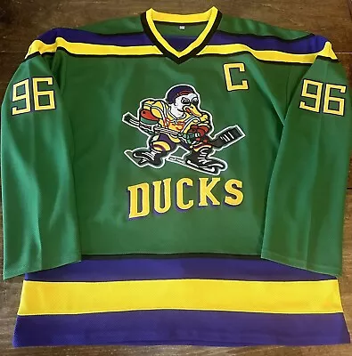 The Mighty Ducks Movie Stitched Green Hockey Jersey Size Medium Conway #96 • $40