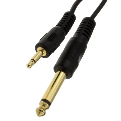 0.5m 3.5mm To 6.35mm MONO 2 Pin Jack Plug Audio Cable 1/4 1/8 Lead Cord • £4.99