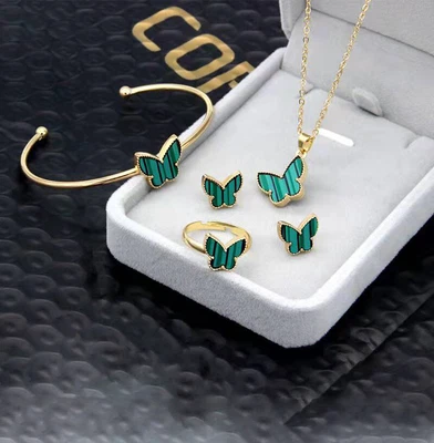 £4.37 • Buy 925 Silver Gold Earrings Necklace Set Crystal Pendant Women Wedding Jewelry Gift