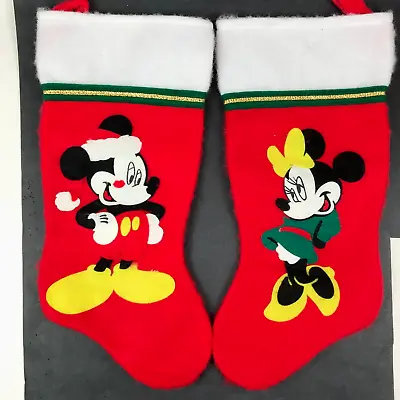 Mickey And Minnie Mouse Christmas Stockings Disney Holiday Felt 17   Hd1 • $21.25