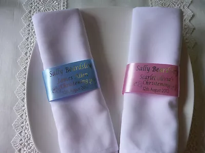 £3.50 • Buy 5 Personalised Ribbon Place Setting For Napkins Christening Baptism Holy Communi