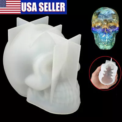 DIY 3D Silicone Resin Casting Mold Skull Head Halloween  Mould Tool Epoxy Craft • $8.95