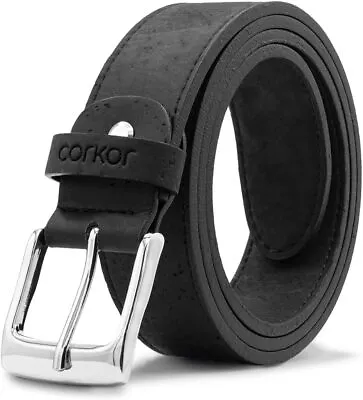 Corkor Men's Cork Belt – Vegan Leather - Adjustable Belt – Belt For Men - Black  • $106.33