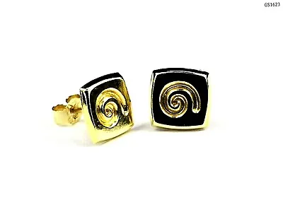 New 9ct Gold Swirl Square Stud Earrings Kids/ Ladies Stud Gifts BNIB (GS1623) • £24.99