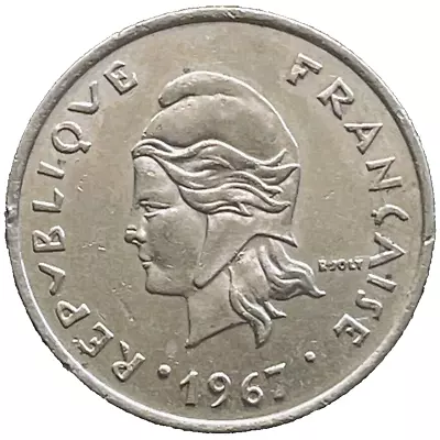 1967 France Polynesia Coin 20 Francs French Coins Europe EXACT SHOWN Free Ship • $9