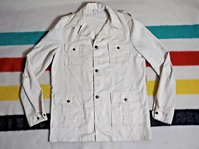 VTG 50s McGregor Gabardine 4-Pocket Beige Chore Military Button Shirt Jacket L • $152.38