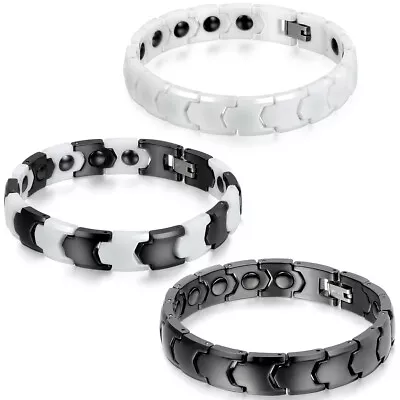 8.3  Mens Boys Ceramic Energy Magnetic Health Bracelet Brazil Style Cuff Bangle • $16.89