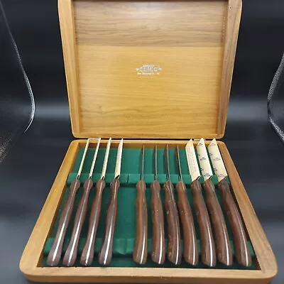 $230 • Buy Vintage Cutco 59 Wood Handle Serrated Steak Knife Boxed Set Of 11 Knives 4 NOS